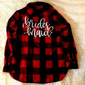 Buffalo Plaid Bridesmaid Button Down Shirt
